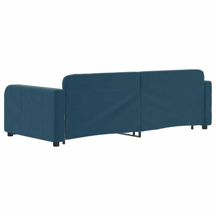 daybed med udtræk og skuffer 90x200 cm velour blå
