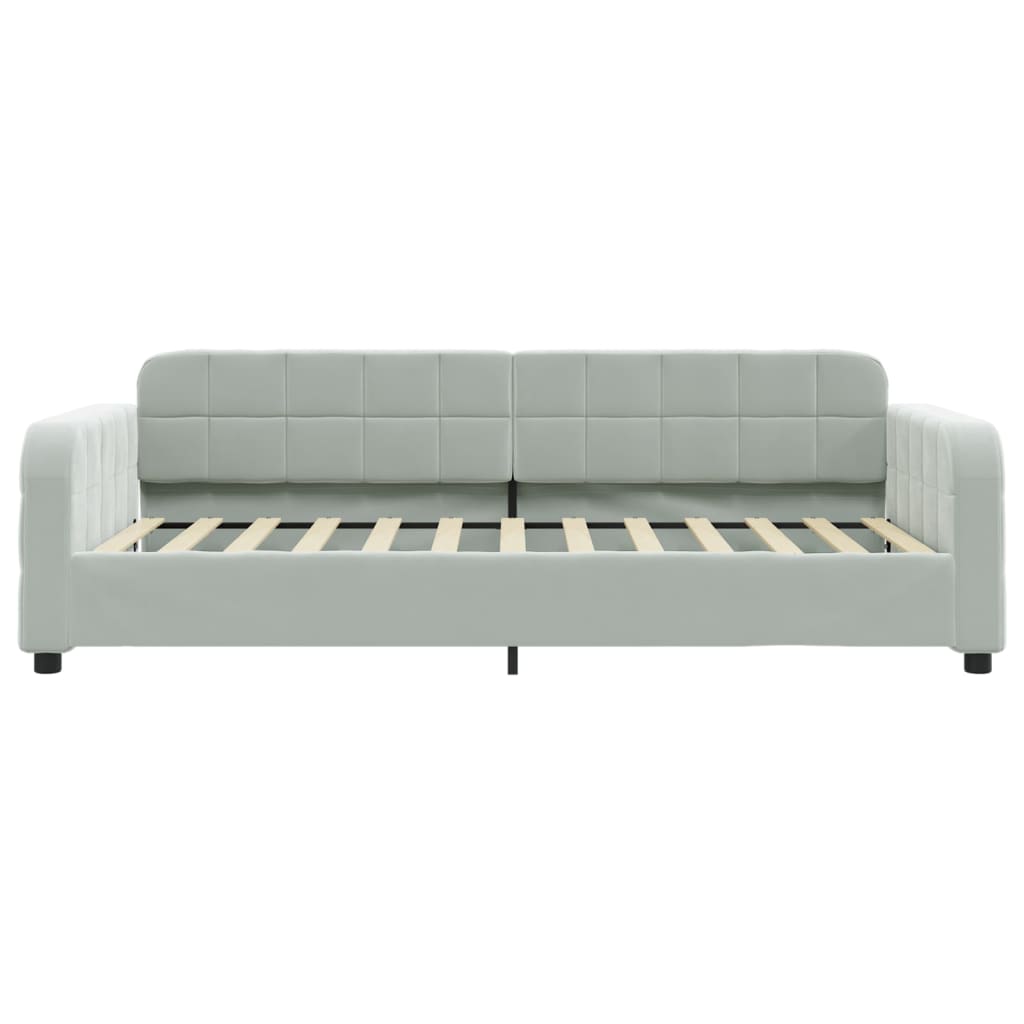 daybed med udtræk og skuffer 90x200 cm velour lysegrå