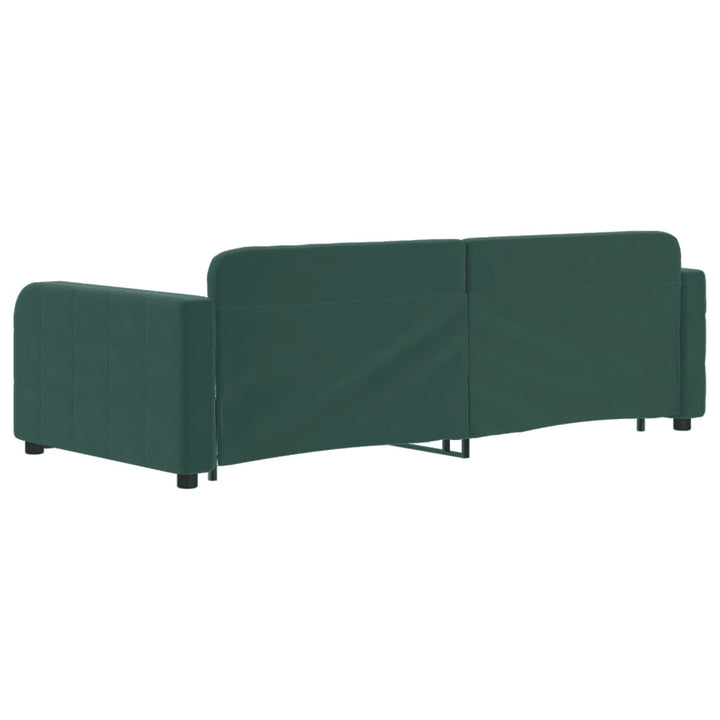 daybed med udtræk og skuffer 90x200 cm velour mørkegrøn