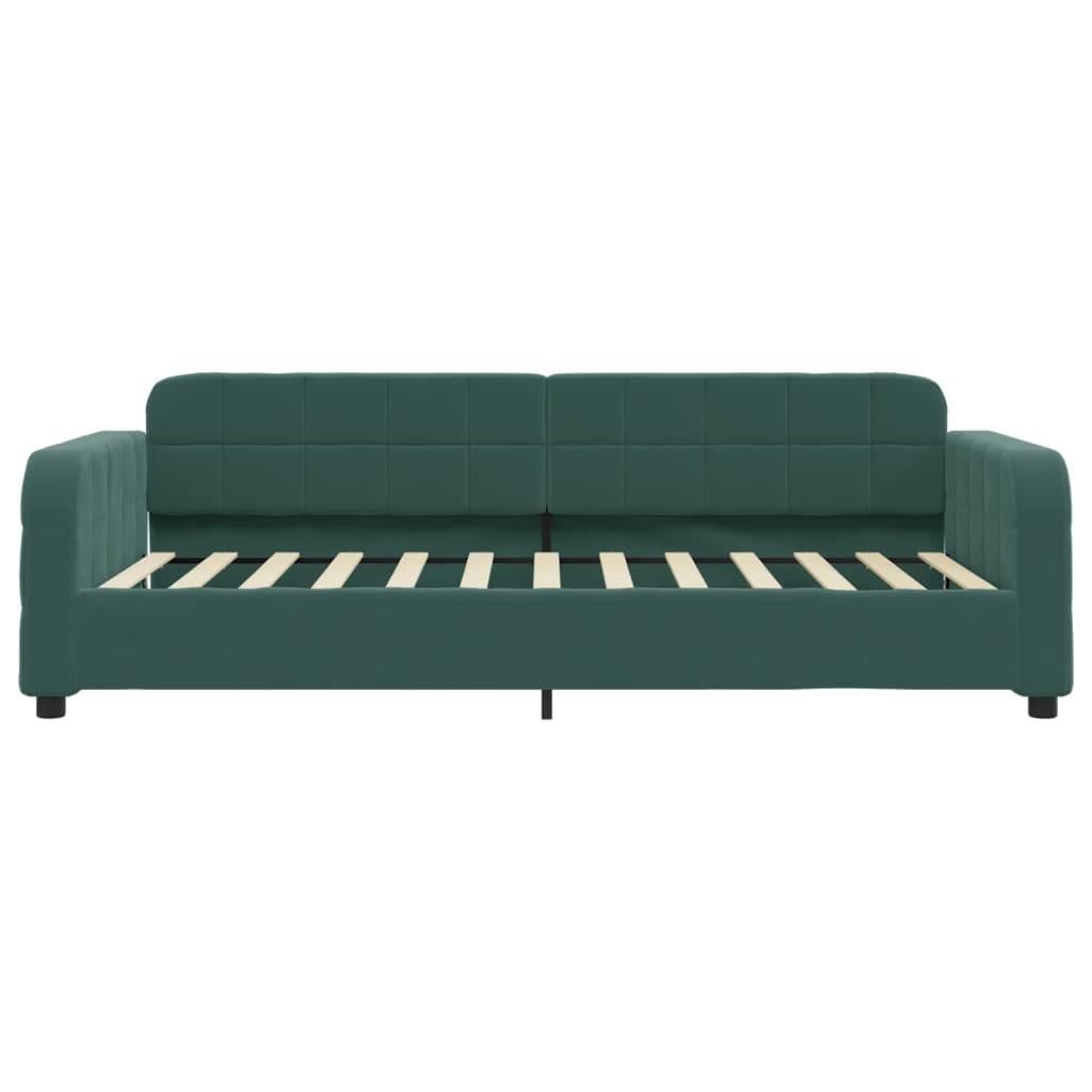 daybed med udtræk og skuffer 90x200 cm velour mørkegrøn