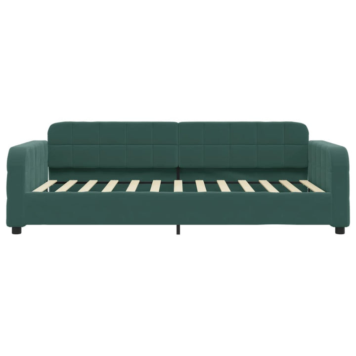 daybed med udtræk og skuffer 90x200 cm velour mørkegrøn