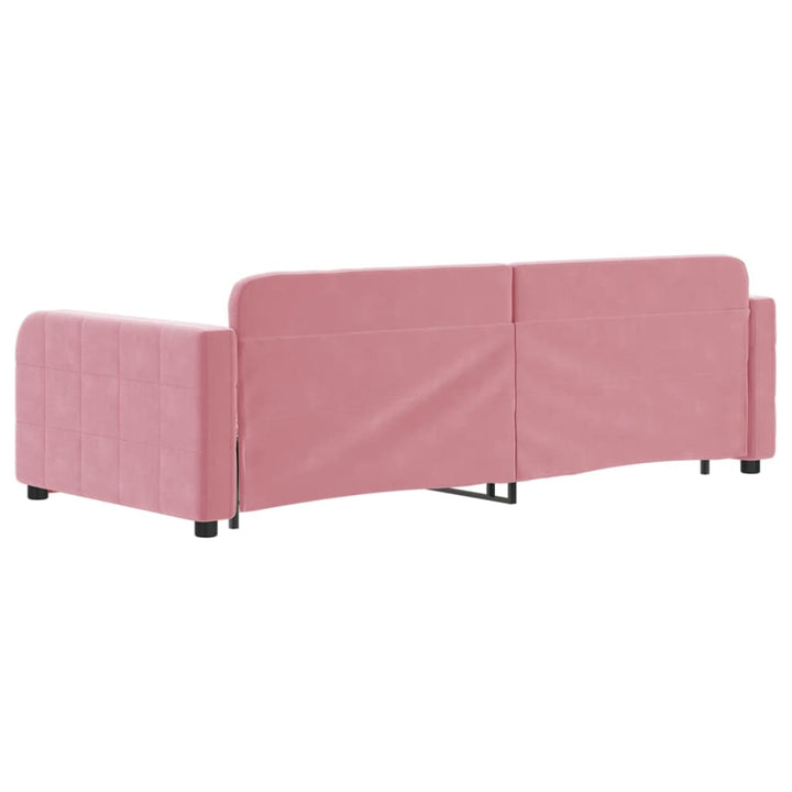 daybed med udtræk og skuffer 90x200 cm velour lyserød