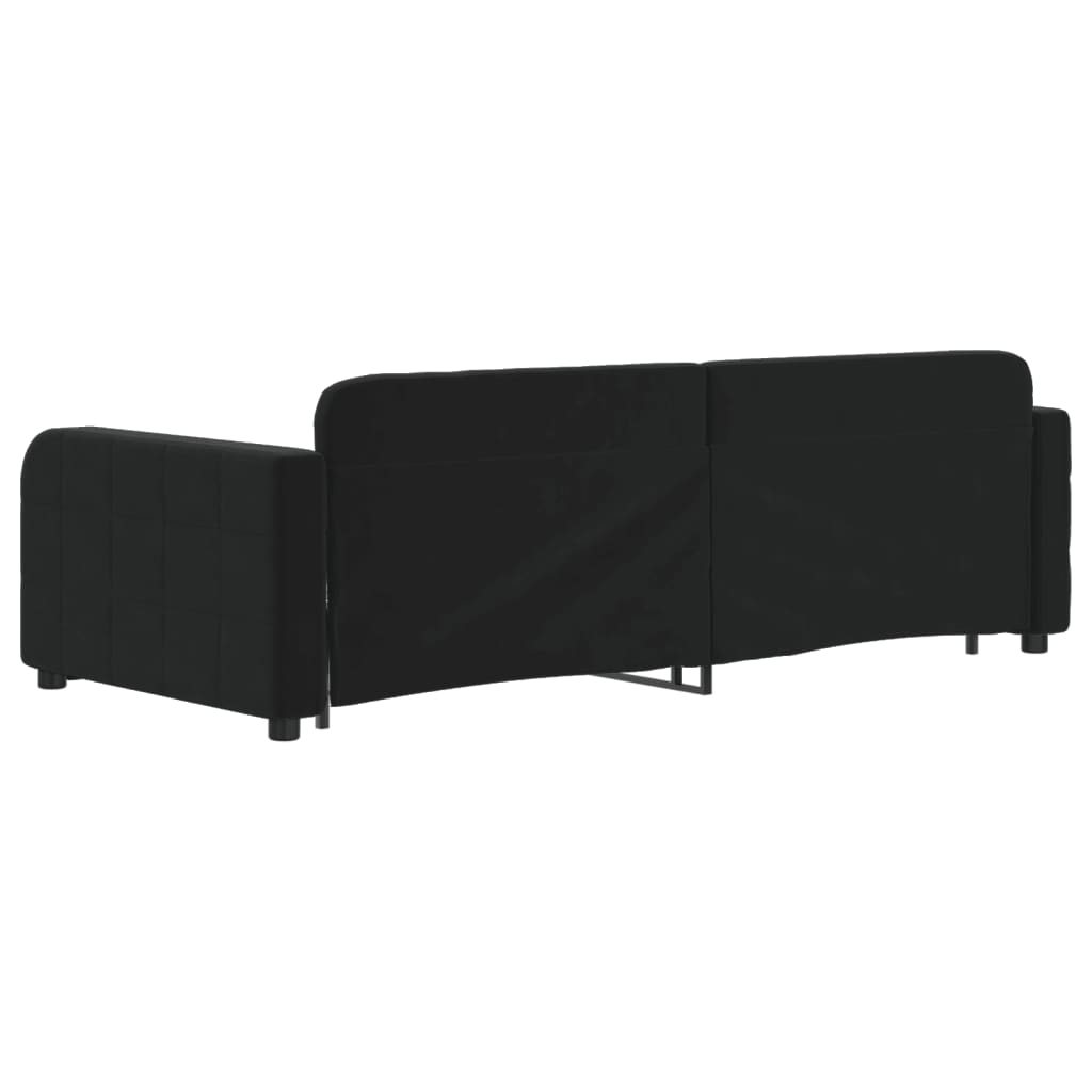 daybed med udtræk og skuffer 90x200 cm velour sort