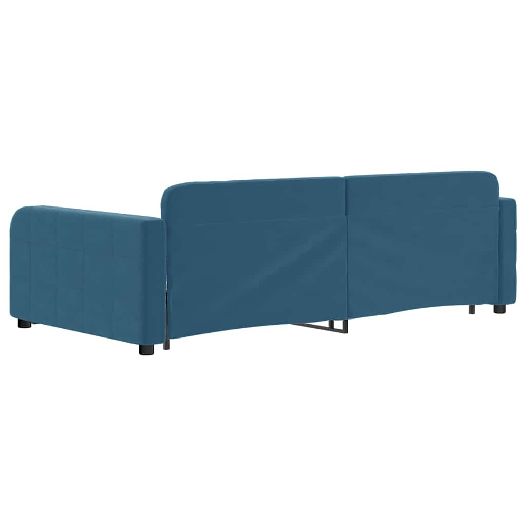 daybed med udtræk og skuffer 100x200 cm velour blå