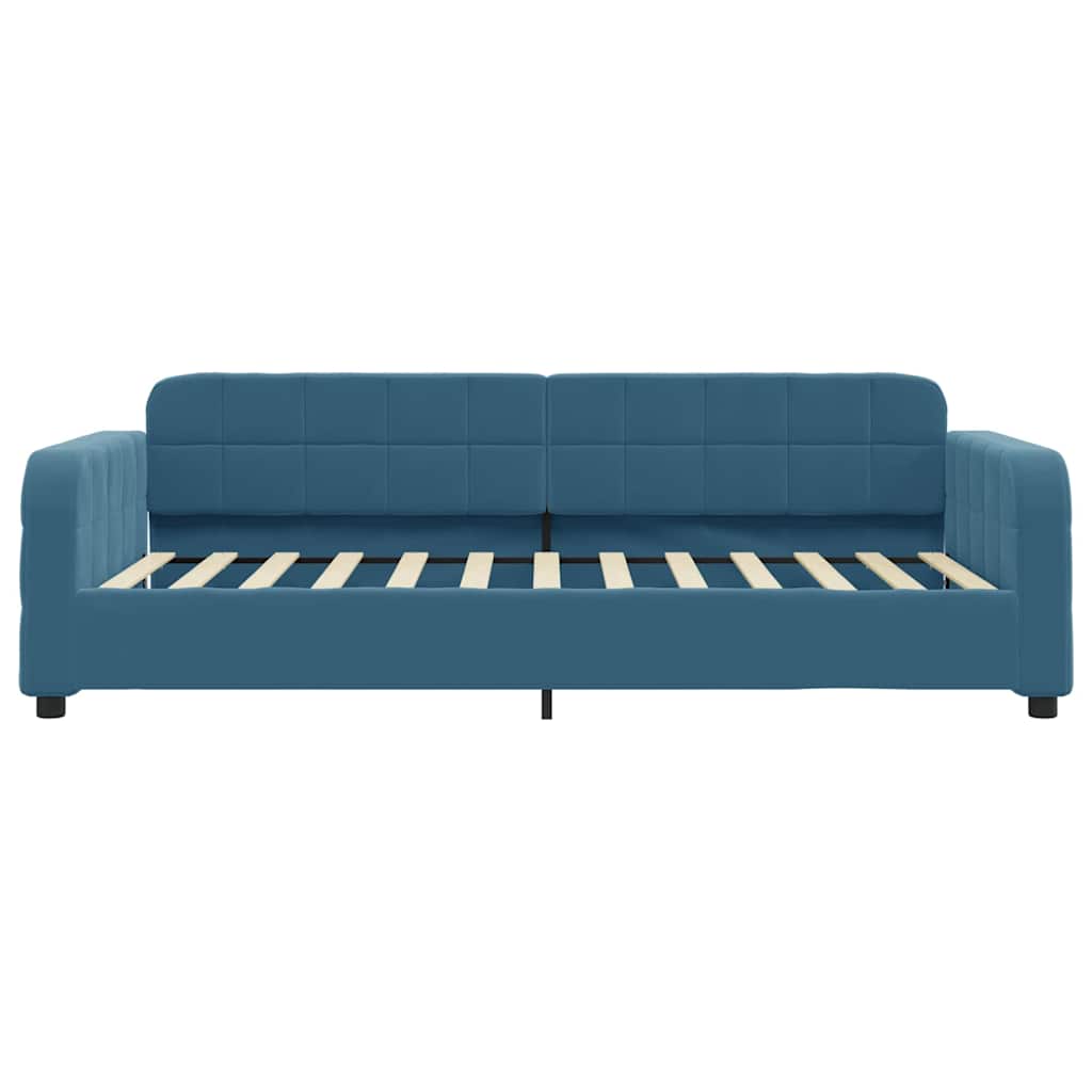 daybed med udtræk og skuffer 100x200 cm velour blå