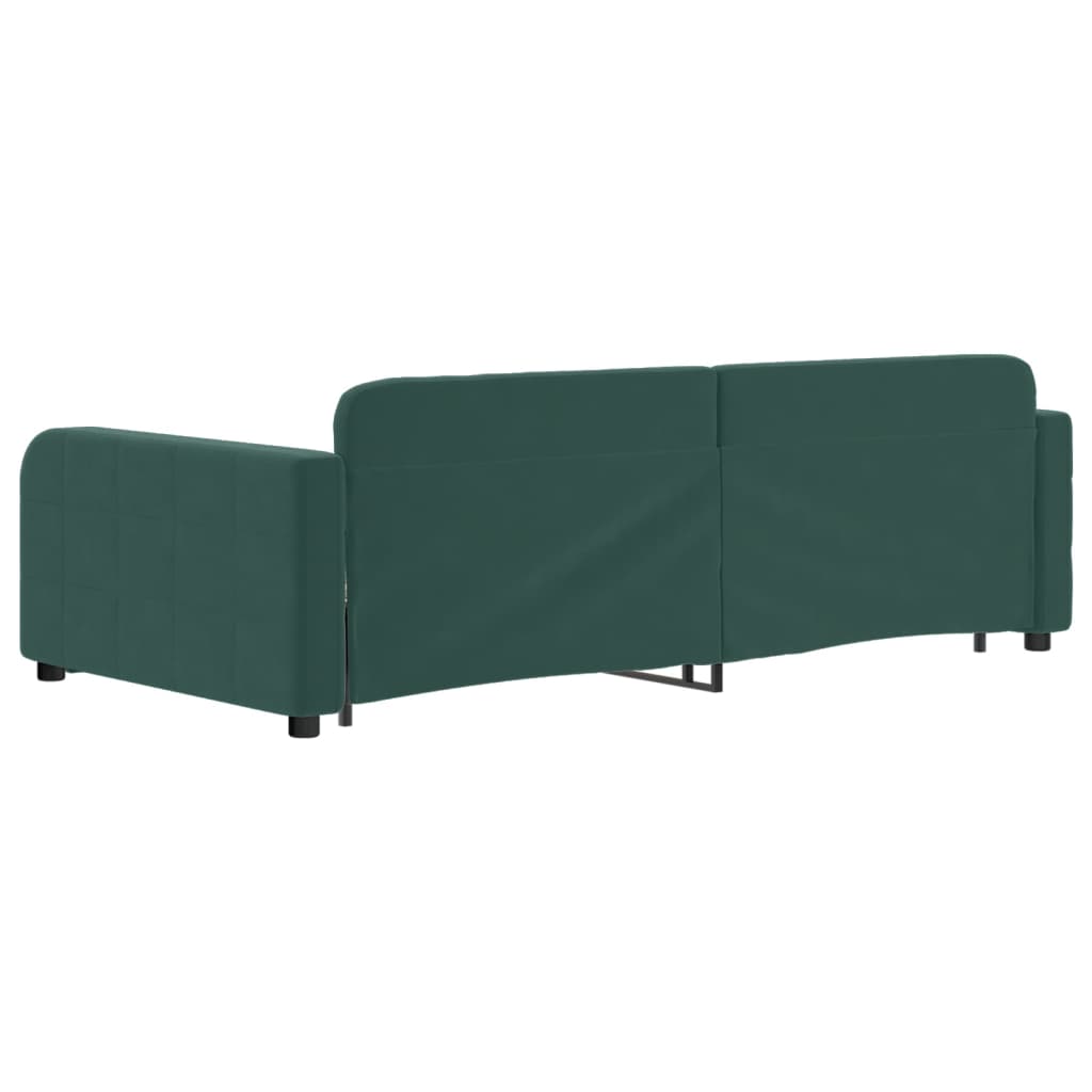 daybed med udtræk og skuffer 100x200 cm velour mørkegrøn