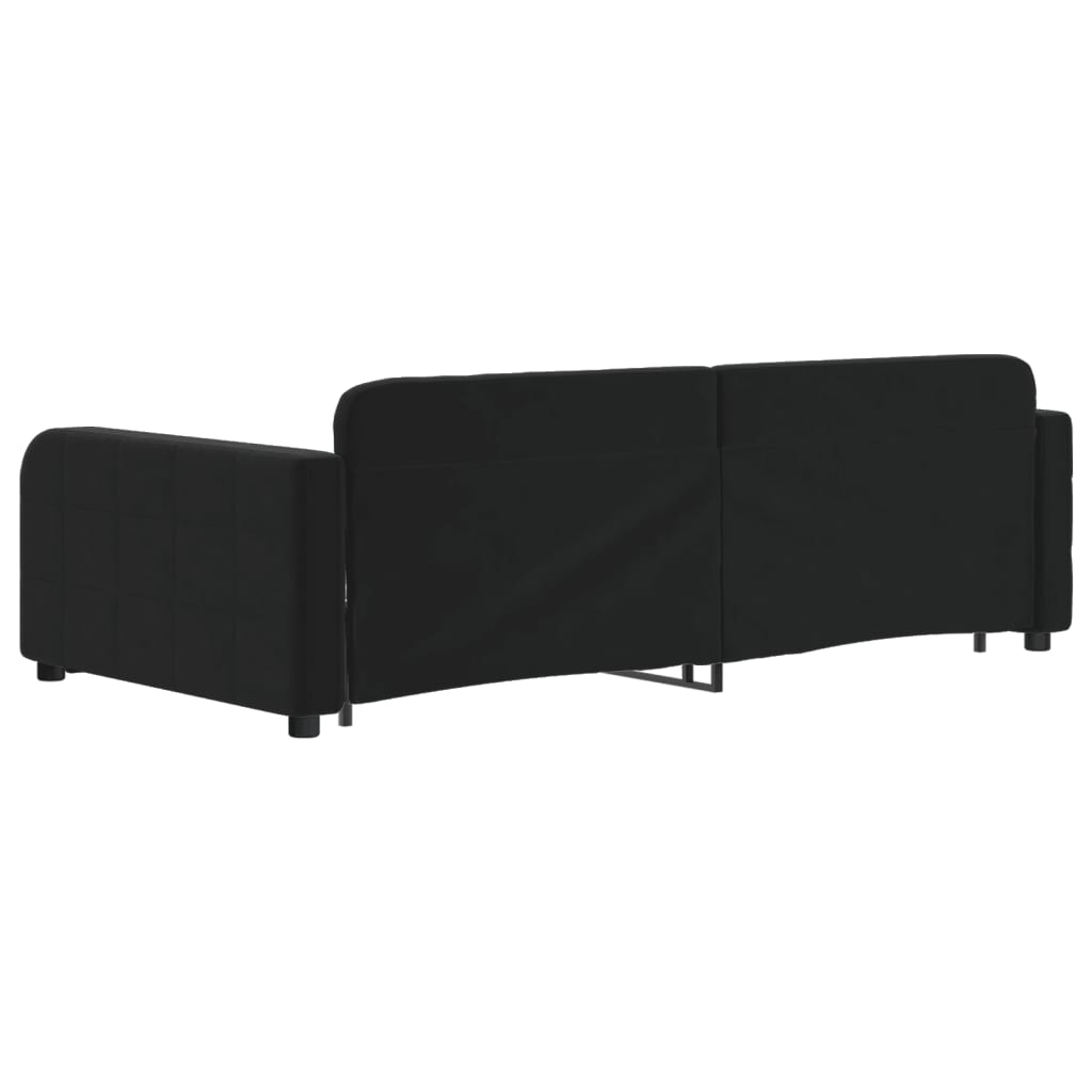 daybed med udtræk og skuffer 100x200 cm velour sort