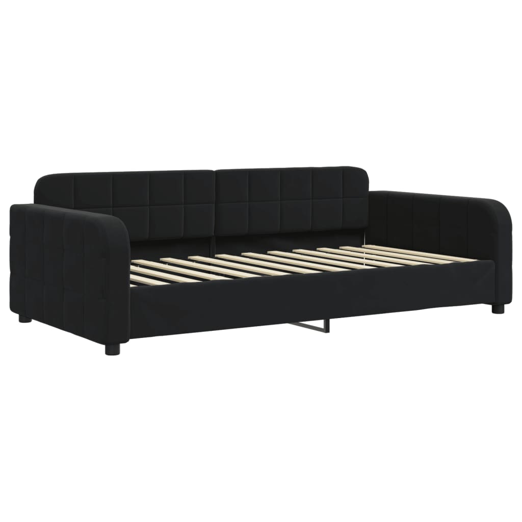 daybed med udtræk og skuffer 100x200 cm velour sort