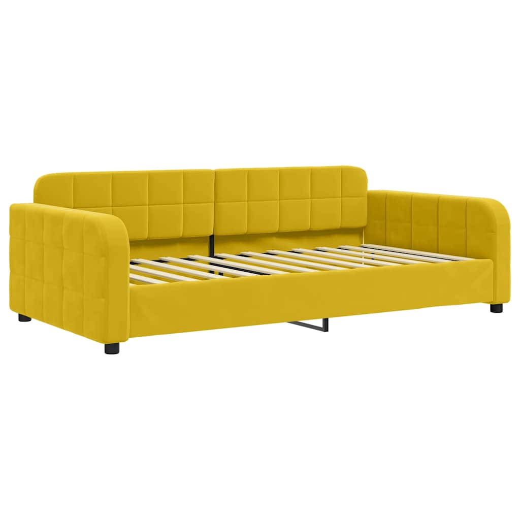 daybed med udtræk og skuffer 100x200 cm velour gul