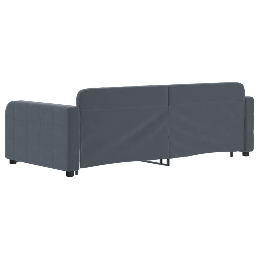 daybed med udtræk og skuffer 90x190 cm velour mørkegrå