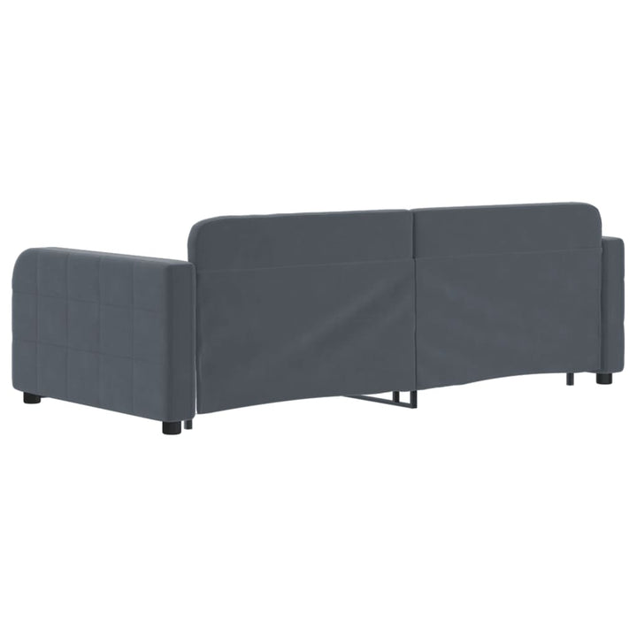 daybed med udtræk og skuffer 90x190 cm velour mørkegrå