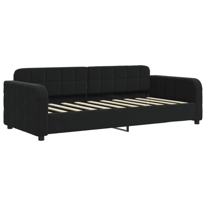 daybed med udtræk og skuffer 90x190 cm velour sort