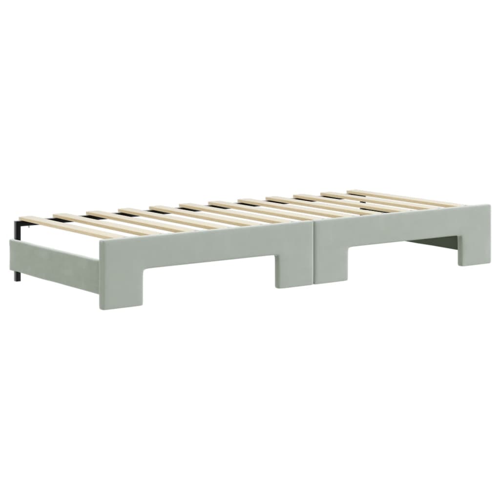 daybed med udtræk og skuffer 80x200 cm velour lysegrå