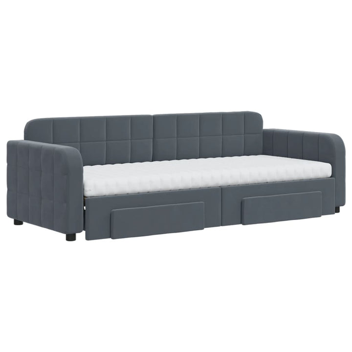 daybed med udtræk og skuffer 80x200 cm velour mørkegrå