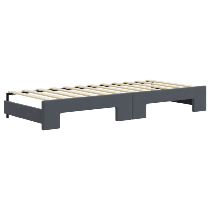 daybed med udtræk og skuffer 80x200 cm velour mørkegrå