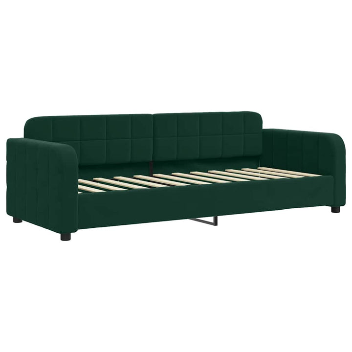 daybed med udtræk og skuffer 80x200 cm velour mørkegrøn