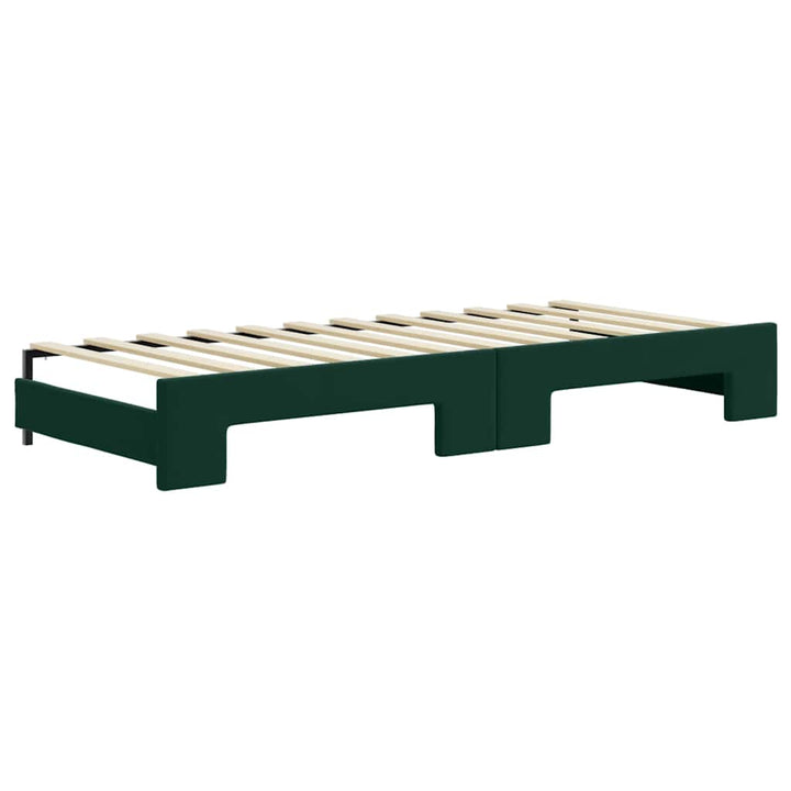 daybed med udtræk og skuffer 80x200 cm velour mørkegrøn