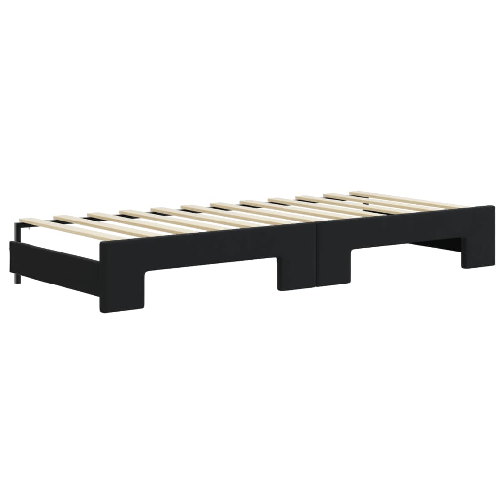 daybed med udtræk og skuffer 80x200 cm velour sort