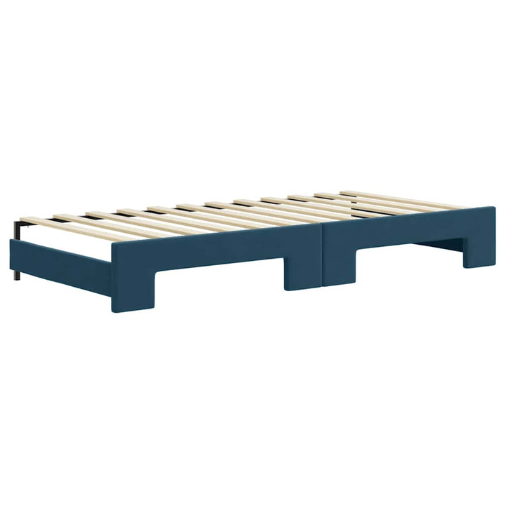 daybed med udtræk og skuffer 90x200 cm velour blå