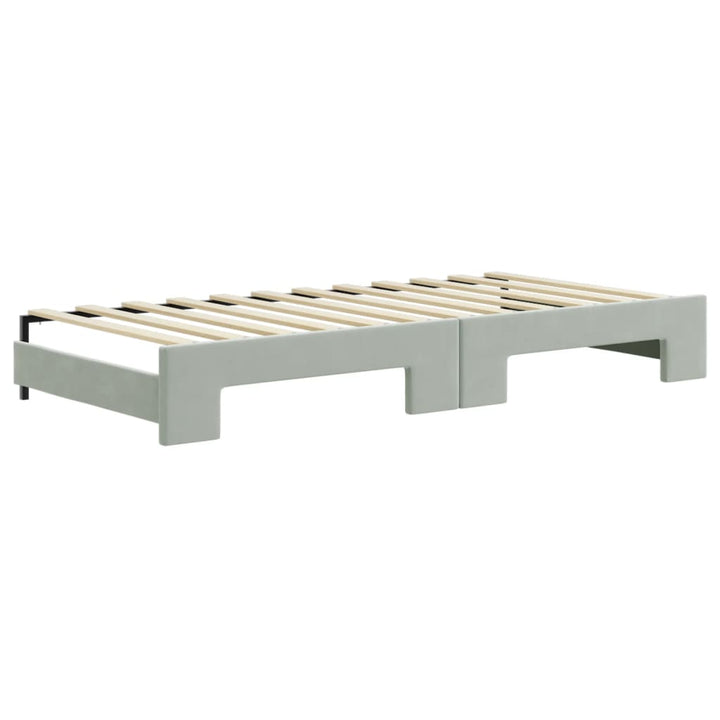 daybed med udtræk og skuffer 90x200 cm velour lysegrå