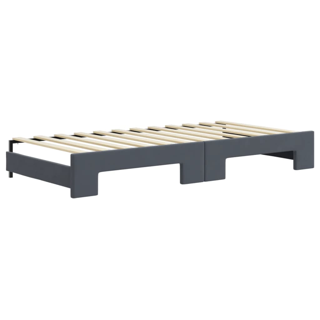 daybed med udtræk og skuffer 90x200 cm velour mørkegrå