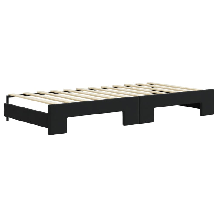daybed med udtræk og skuffer 90x200 cm velour sort