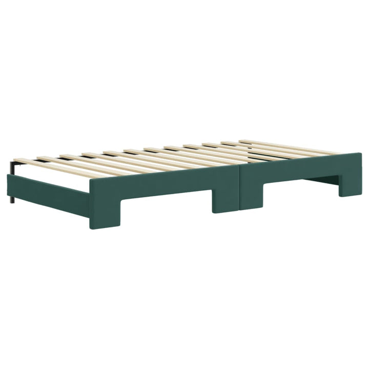 daybed med udtræk og skuffer 100x200 cm velour mørkegrøn