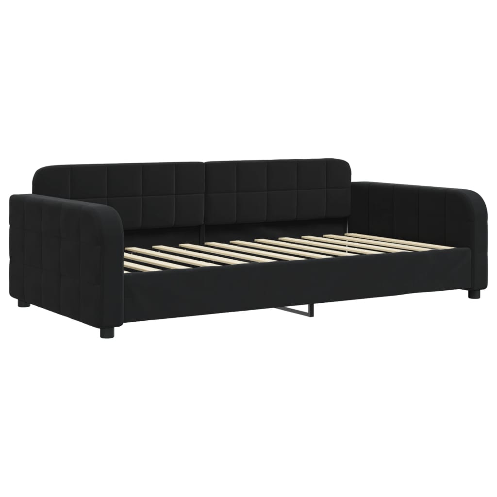 daybed med udtræk og skuffer 100x200 cm velour sort
