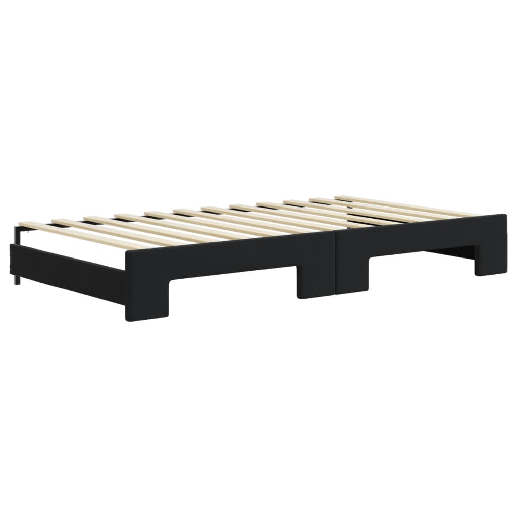 daybed med udtræk og skuffer 100x200 cm velour sort