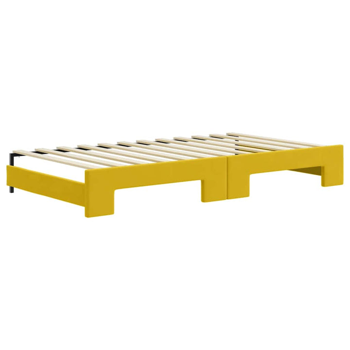 daybed med udtræk og skuffer 100x200 cm velour gul