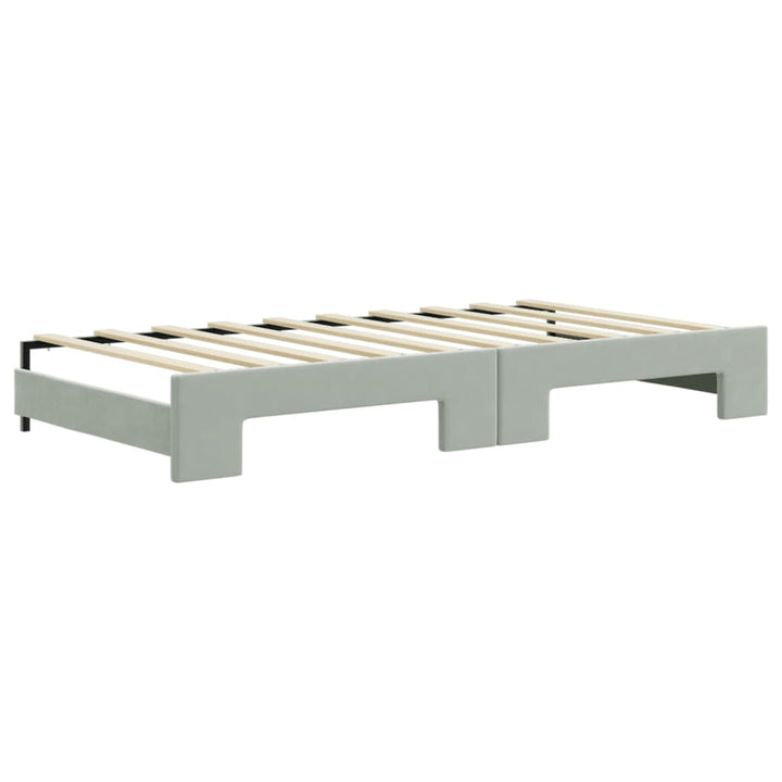 daybed med udtræk og skuffer 90x190 cm velour lysegrå