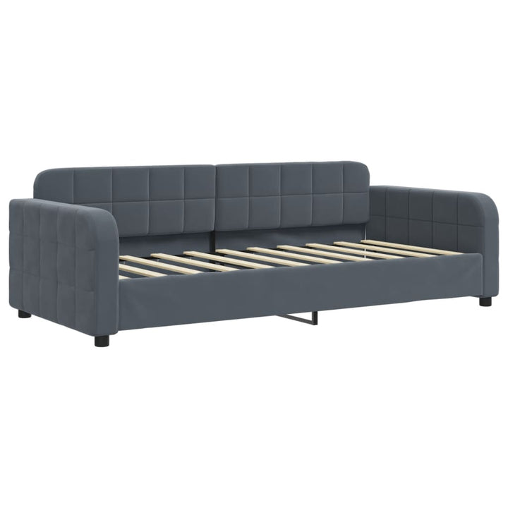 daybed med udtræk og skuffer 90x190 cm velour mørkegrå