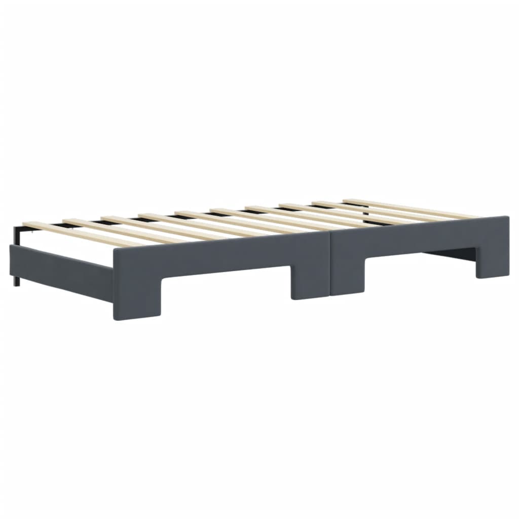 daybed med udtræk og skuffer 90x190 cm velour mørkegrå
