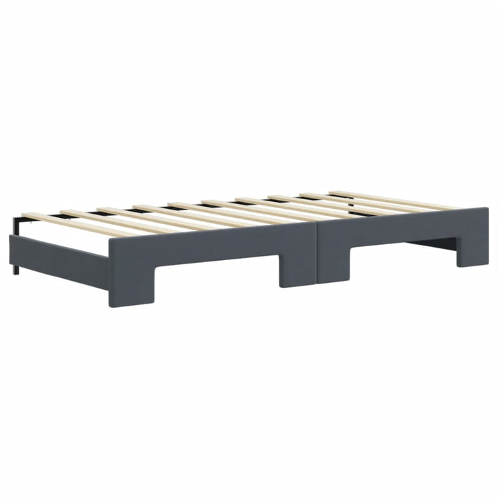 daybed med udtræk og skuffer 90x190 cm velour mørkegrå