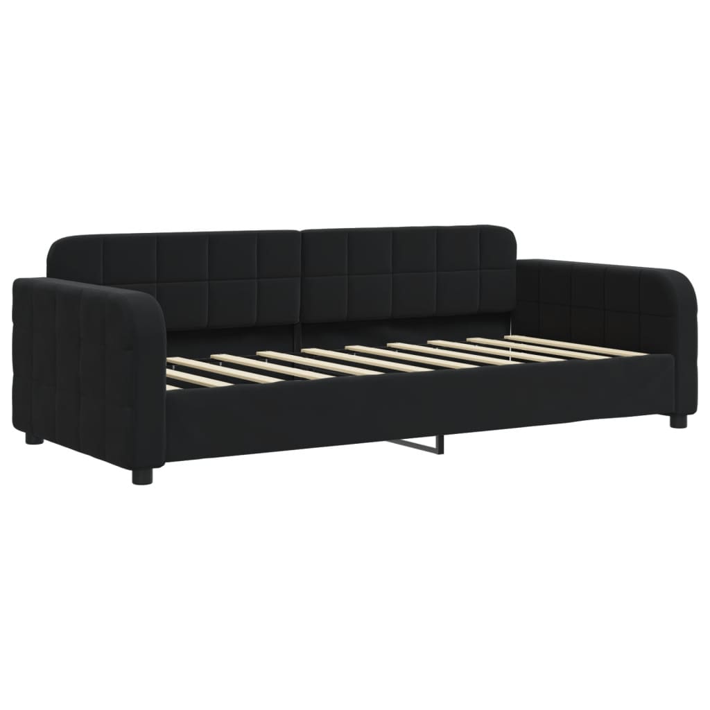 daybed med udtræk og skuffer 90x190 cm velour sort