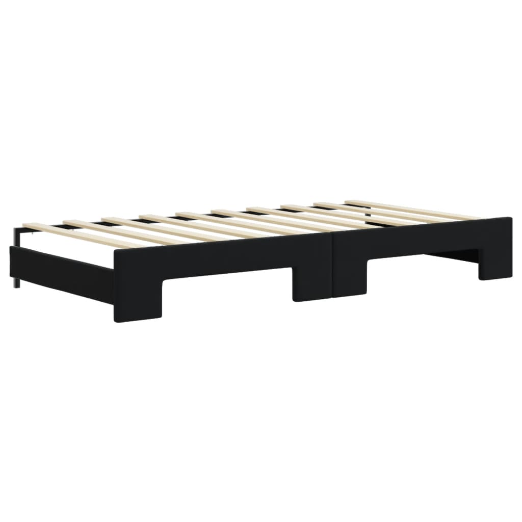 daybed med udtræk og skuffer 90x190 cm velour sort