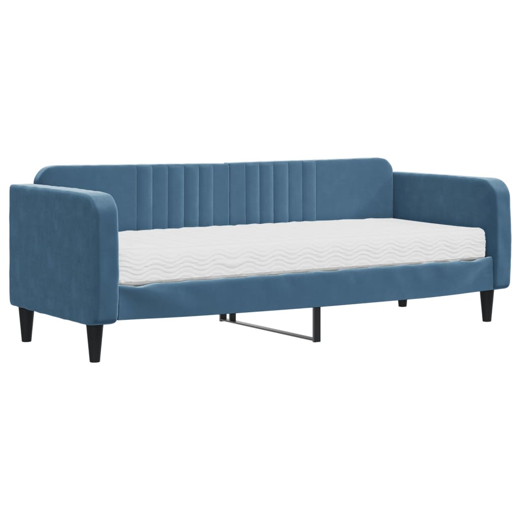 daybed med madras 80x200 cm velour blå