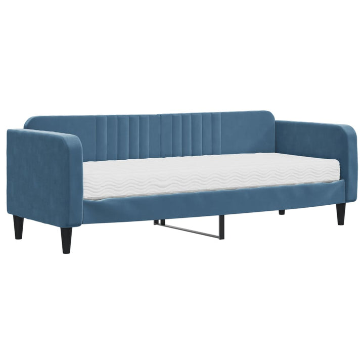 daybed med madras 80x200 cm velour blå