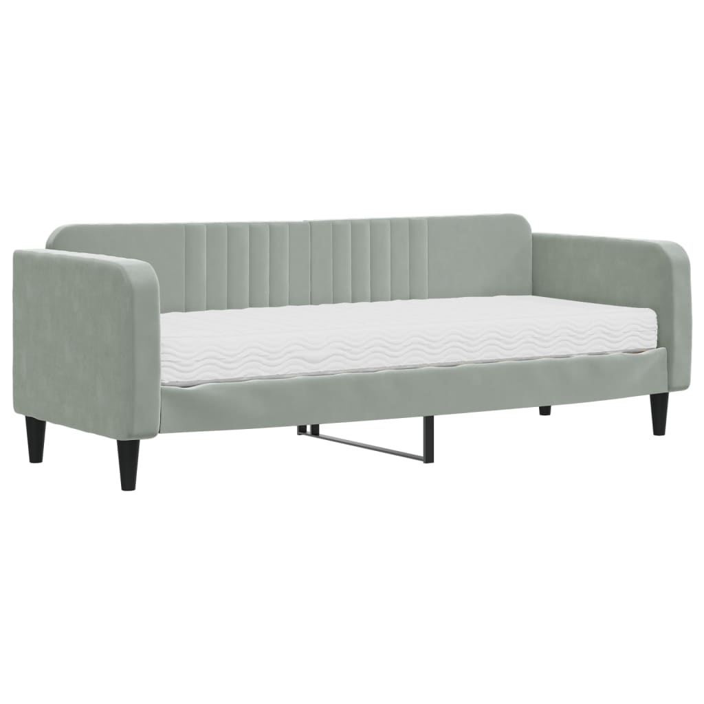 daybed med madras 80x200 cm velour lysegrå