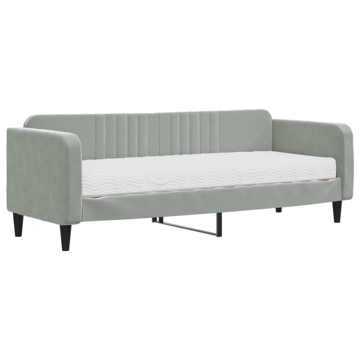 daybed med madras 80x200 cm velour lysegrå