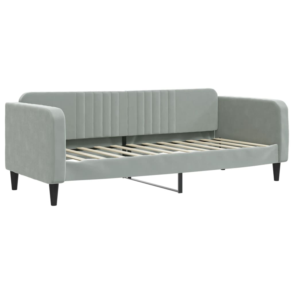 daybed med madras 80x200 cm velour lysegrå