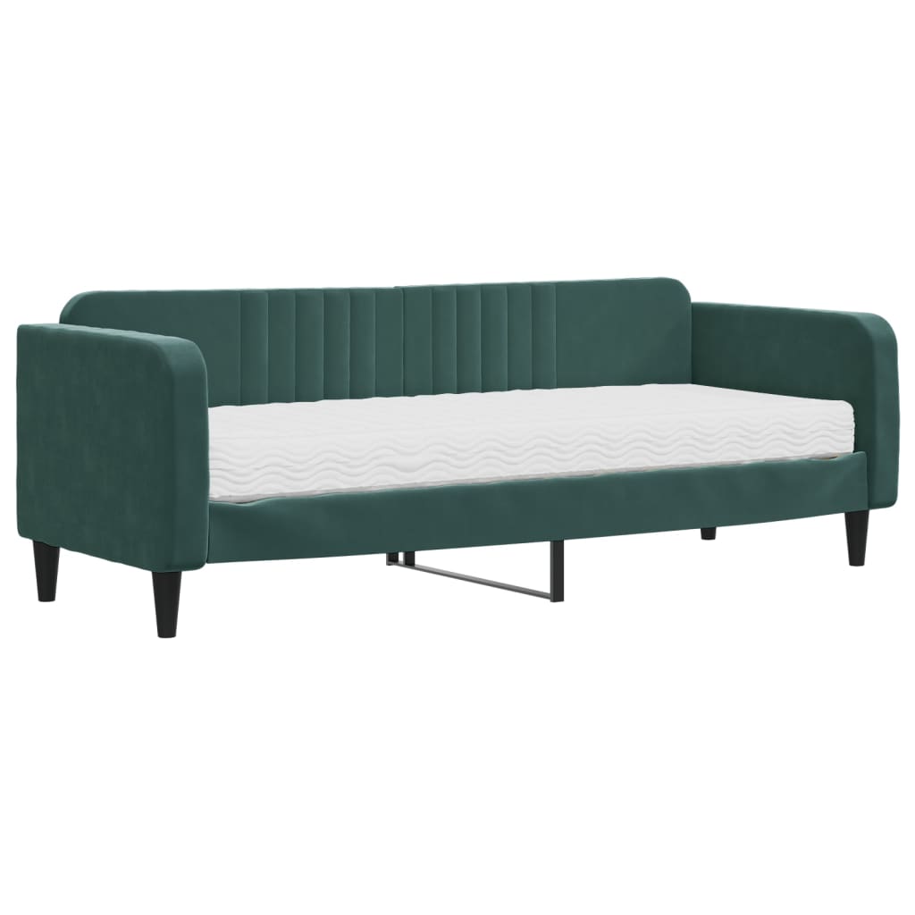 daybed med madras 80x200 cm velour mørkegrøn