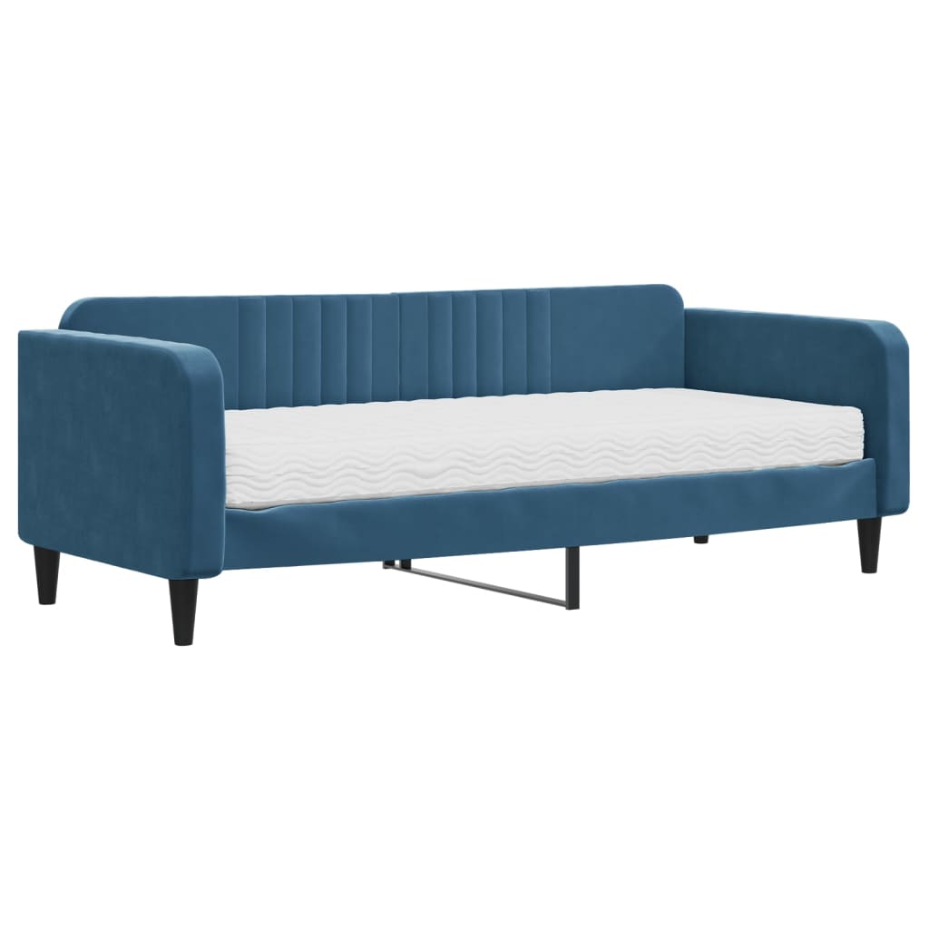 daybed med madras 90x200 cm velour blå
