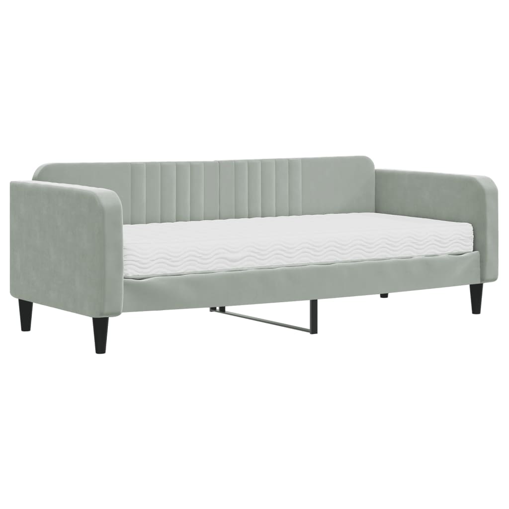 daybed med madras 90x200 cm velour lysegrå