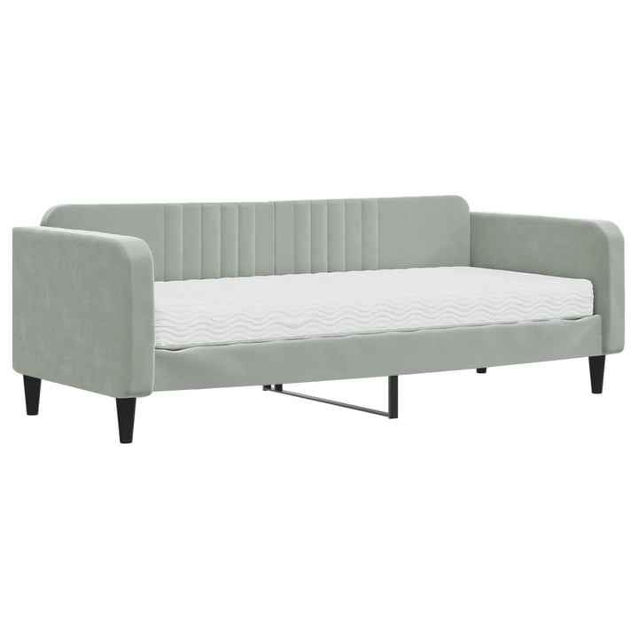 daybed med madras 90x200 cm velour lysegrå