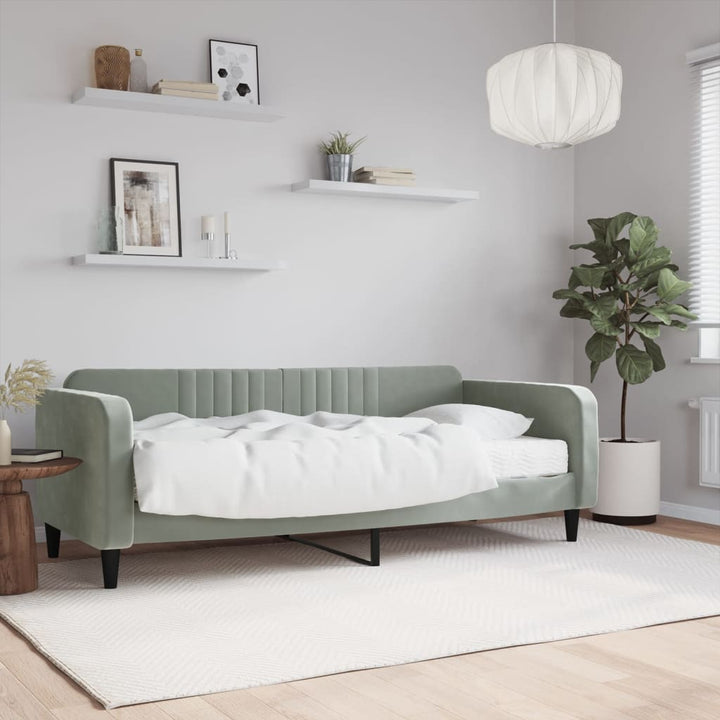 daybed med madras 90x200 cm velour lysegrå