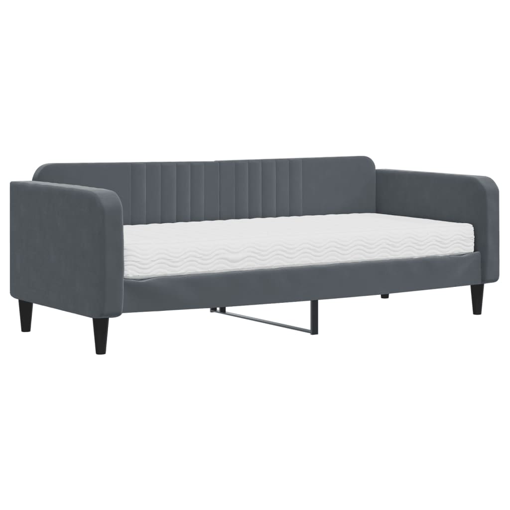 daybed med madras 90x200 cm velour mørkegrå
