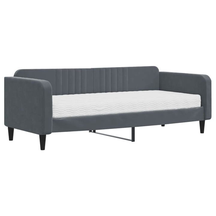 daybed med madras 90x200 cm velour mørkegrå