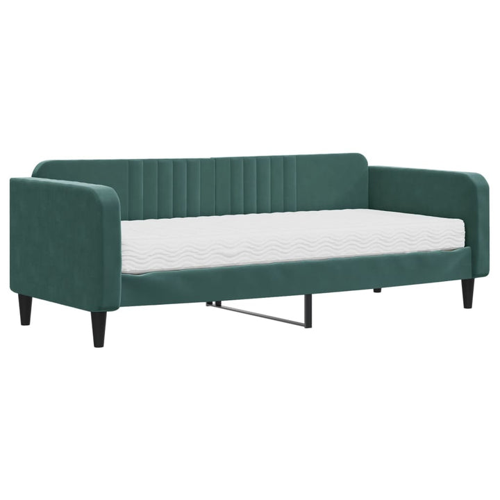 daybed med madras 90x200 cm velour mørkegrøn