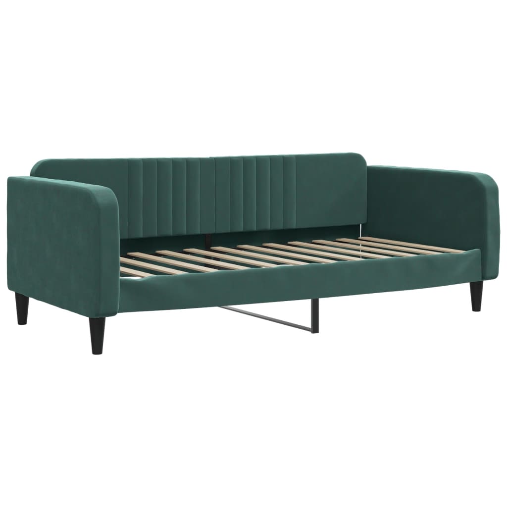 daybed med madras 90x200 cm velour mørkegrøn